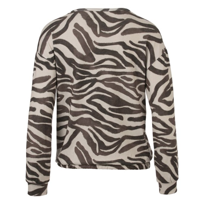 Enjoy Blouson shirt cosy Bruin ecru print